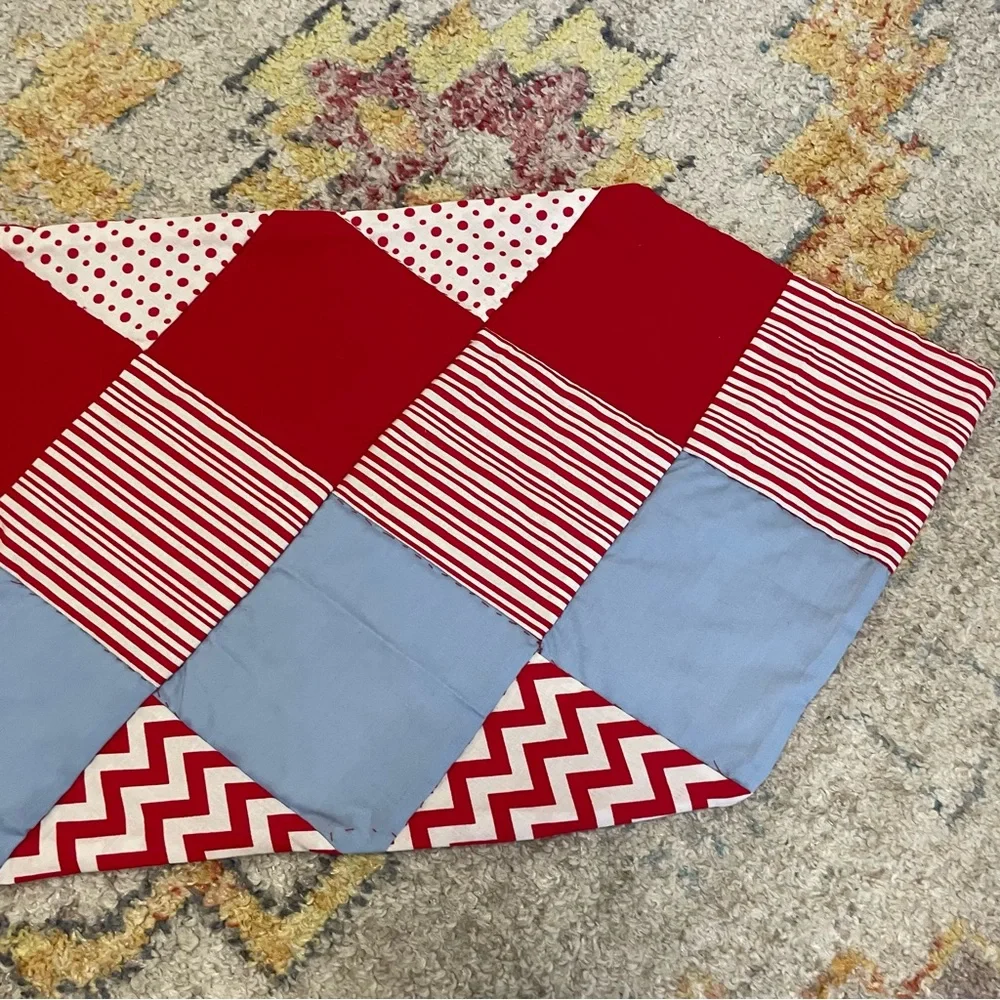 Cute retro vintage handmade checkered table runner 35” x 11.75” quilted